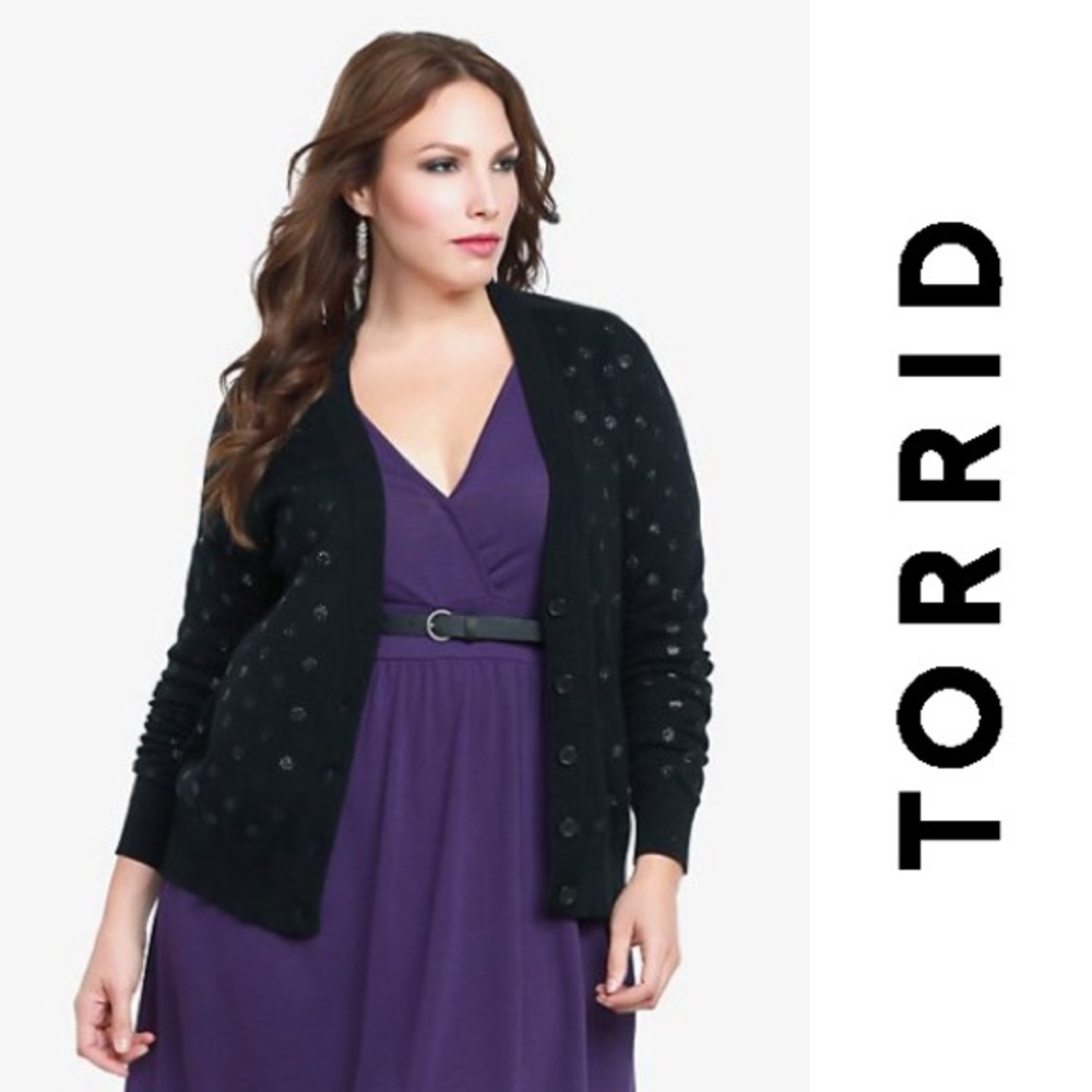 Torrid Chiffon Sheer Back Button-Up Cardigan